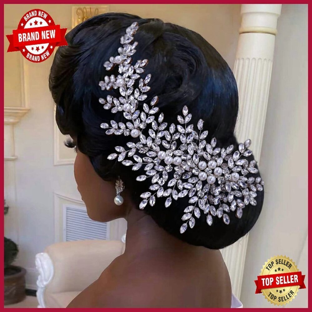 Crystal Pearl Rhinestone Bridal Hair Comb Wedding Accessory Silver